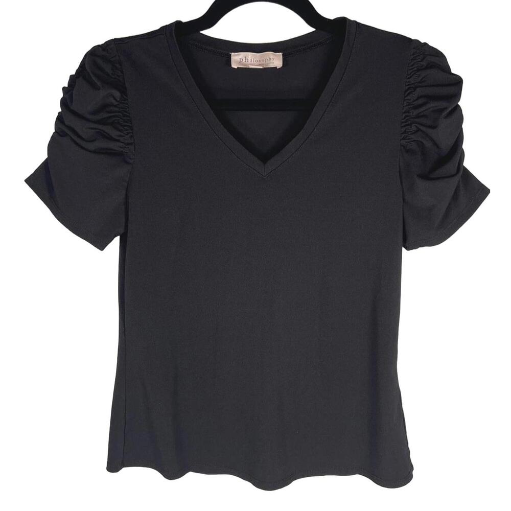 Philosophy Romantic Coquette Puff Sleeve V-Neck Blouse Soft Girl Top Size S/P